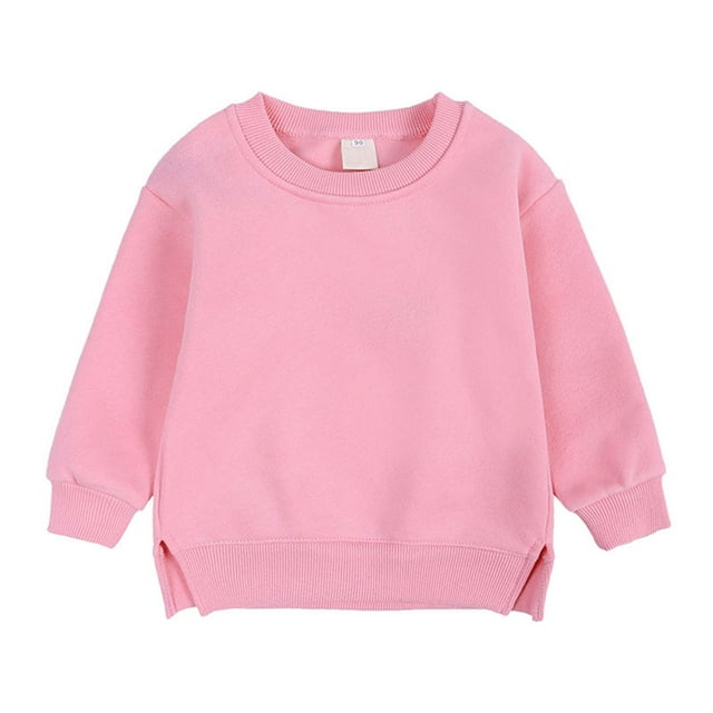 AherBiu Baby Girl Boy Sweatshirt Crew Neck Long Sleeve Pullover Toddler Kids Lightfleece Lined Tops Solid Color