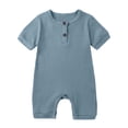 thumbnail image 1 of AherBiu Baby Girls Boys Rompers Short Sleeve Newborn Infant Ribbed Button Crewneck Summer Short Jumpsuits Overalls, 1 of 9