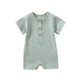 thumbnail image 1 of AherBiu Baby Girls Boys Rompers Short Sleeve Newborn Infant Cotton Button Crewneck Summer Short Jumpsuits Overalls, 1 of 4