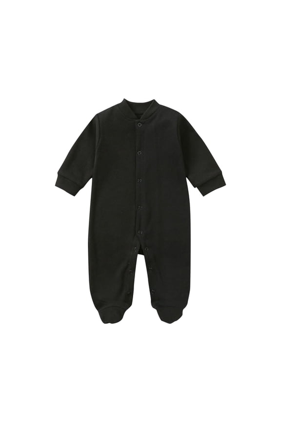 Baby Girls Clothes Cotton Rompers Long Sleeve Button up Open Leg Newborn Infant Boys Jumpsuits