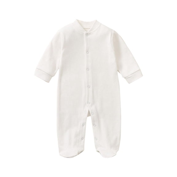 AherBiu Baby Girls Clothes Cotton Rompers Long Sleeve Button up Open Leg Newborn Infant Boys Jumpsuits