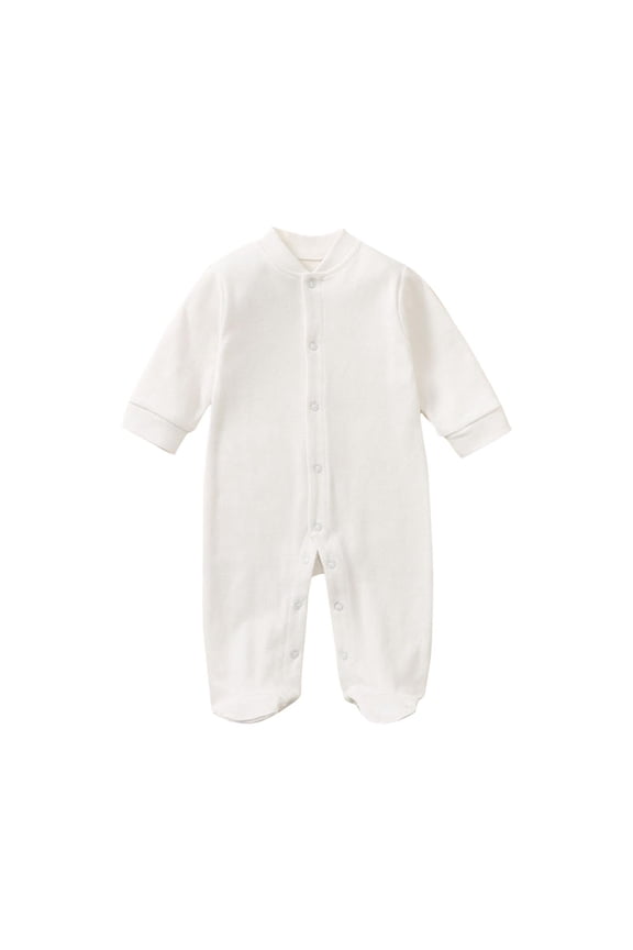 Baby Girls Clothes Cotton Rompers Long Sleeve Button up Open Leg Newborn Infant Boys Jumpsuits