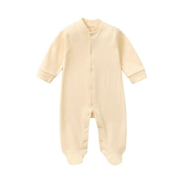 AherBiu Baby Girls Clothes Cotton Rompers Long Sleeve Button up Open Leg Newborn Infant Boys Jumpsuits