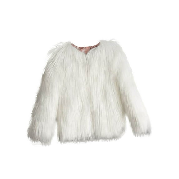 AherBiu Baby Girls Clothes Fuzzy Fleece Winter Coats Open Front Long Sleeve Christmas Party Cardigan Outwear