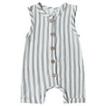 thumbnail image 1 of AherBiu Baby Girls Clothes Newborn Sleeveless Button down Crewneck Short Rompers Infant Boys Jumpsuits, 1 of 7