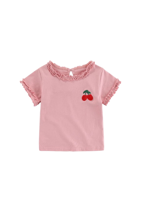 Baby Girls Clothes Summer Tops Toddler Short Sleeve Ruffle Crewneck Comfy Cute Top Tees Shirt