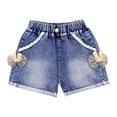 thumbnail image 1 of AherBiu Baby Girls Clothes Toddler Short Jeans Elastic High Waisted Wide Leg Denim Shorts with Pockets, 1 of 3