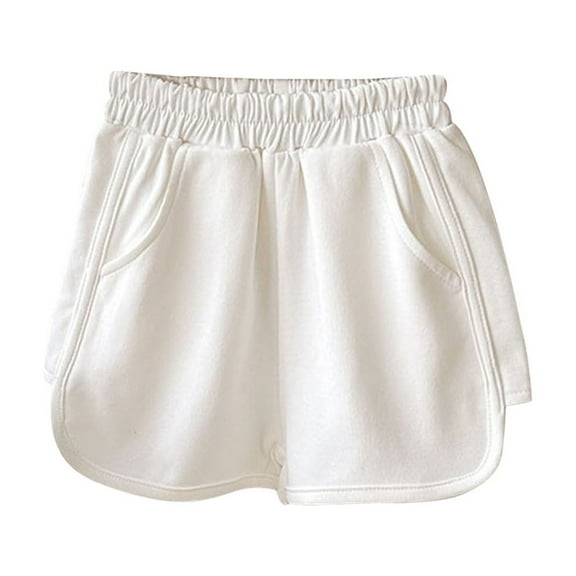 AherBiu Baby Girls Clothes Wide Leg Shorts for Kids Toddler Elastic Waisted Summer Casual Loose Sweatshorts with Pockets