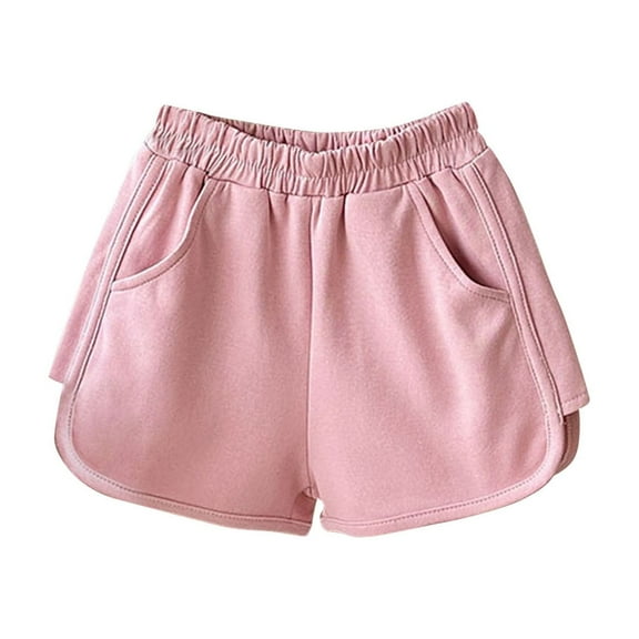 AherBiu Baby Girls Clothes Wide Leg Shorts for Kids Toddler Elastic Waisted Summer Casual Loose Sweatshorts with Pockets