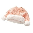 thumbnail image 1 of AherBiu Baby Girls Fleece Lined Sweater Jumper Tops Long Sleeve Fuzzy Warm Button Crewneck Pullover Knitwear, 1 of 5