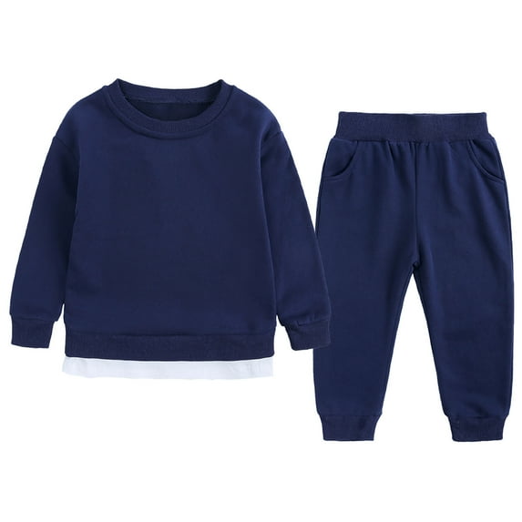 AherBiu Baby Girls Toddler Boys Sweatsuits 2 Piece Lounge Sets Long Sleeve Crew Neck Sweatshirt with Sweatpants