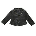 thumbnail image 1 of AherBiu Baby Leather Jackets Zip up Lapel V Neck Toddler Girls Clothes Windproof Fall Coats Infant Outwear, 1 of 7