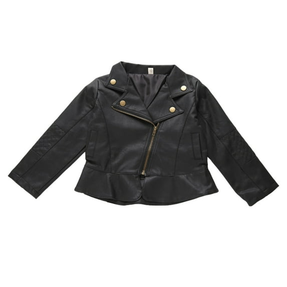 AherBiu Baby Leather Jackets Zip up Lapel V Neck Toddler Girls Clothes Windproof Fall Coats Infant Outwear