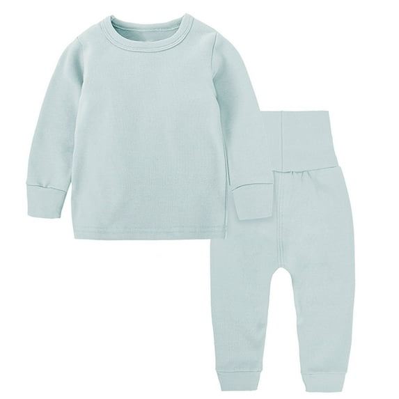 AherBiu Baby Newborn Infant Girls Bottom Sets Crew Neck Tops Tees with High Waisted Pants 2 Piece Outfits