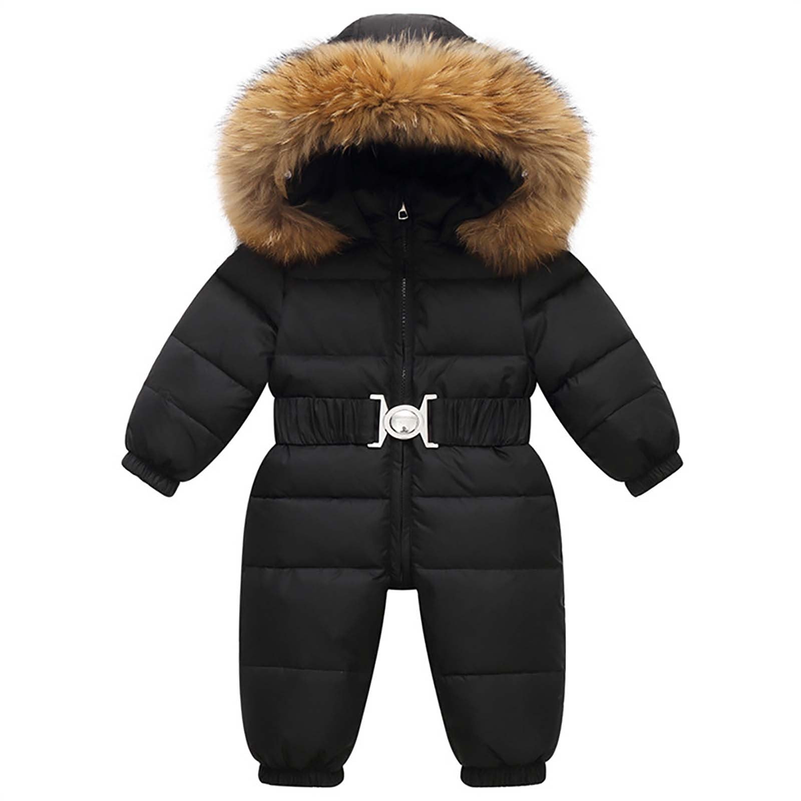 AherBiu Baby Puffer Jacket Unisex Hooded Winter Warm Newborn Onesies Cute Windbreaker Infant Romper Snowsuit
