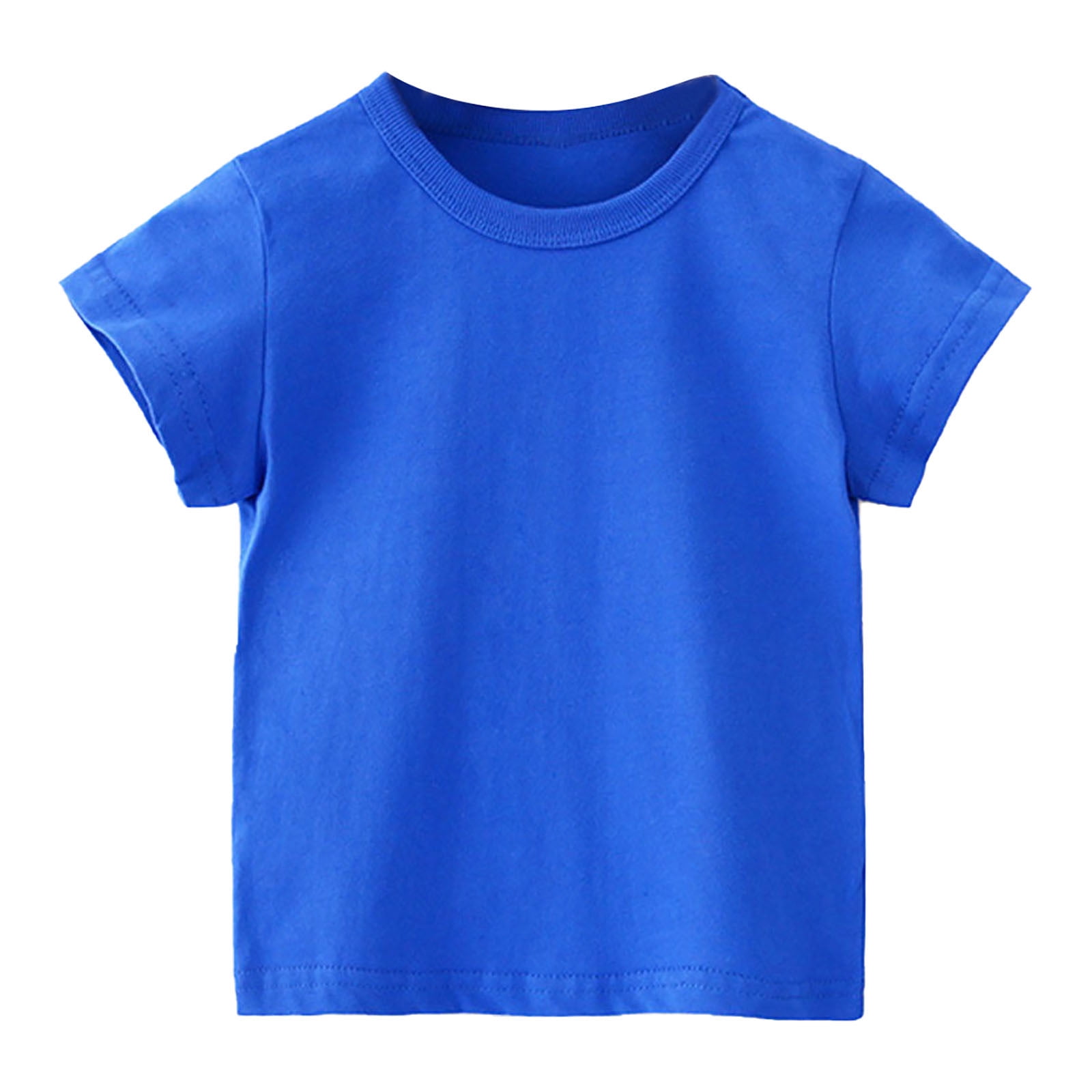 AherBiu Baby Summer Tops Tshirts Short Sleeve Crew Neck Solid Color