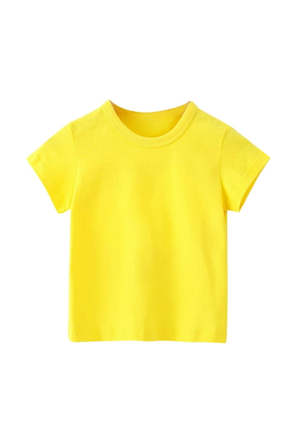 Baby Summer Tops Tshirts Short Sleeve Crew Neck Solid Color Unisex Girls Boys Basic Tees