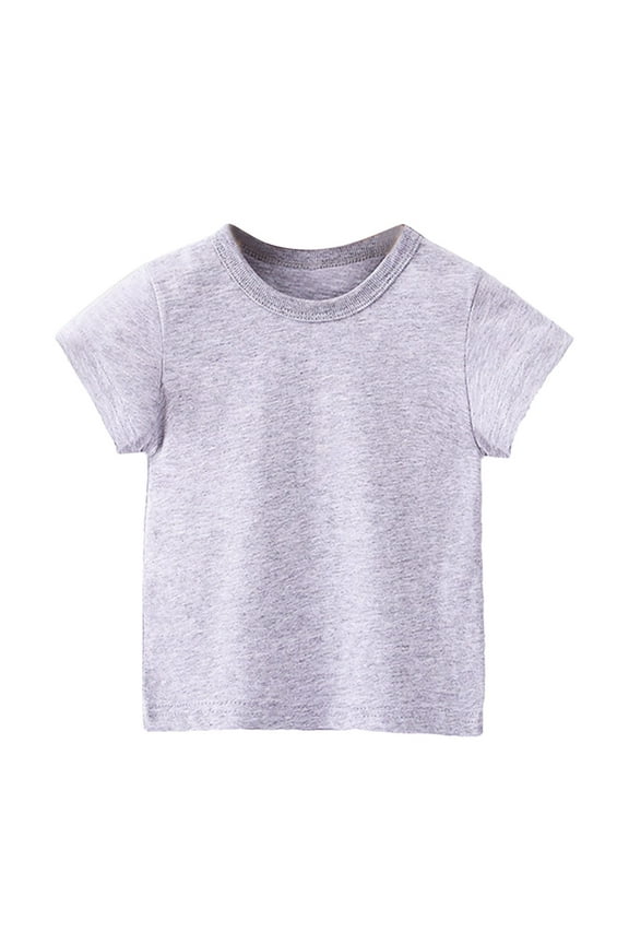Baby Summer Tops Tshirts Short Sleeve Crew Neck Solid Color Unisex Girls Boys Basic Tees