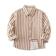 thumbnail image 1 of AherBiu Baby Toddler Boys Clothes Striped Shirts Button down Lapel Long Sleeve Tops School Shirt, 1 of 7