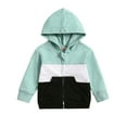 thumbnail image 1 of AherBiu Baby Toddler Clothes Boys Girls Hoodie Jackets Color Blocked Zip up Sweatshirt with Pockets, 1 of 7