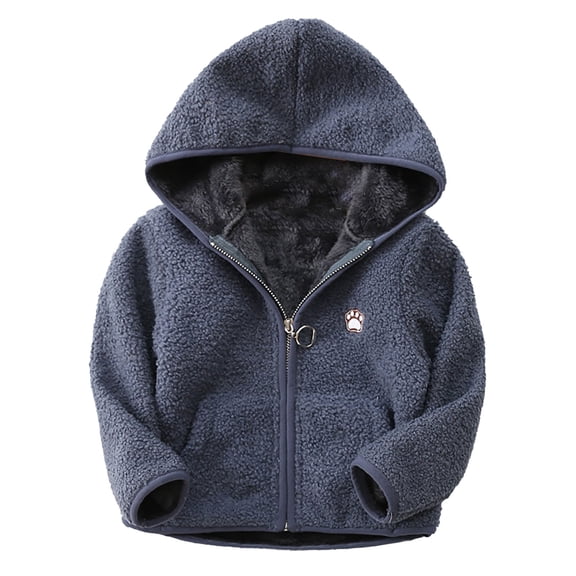 AherBiu Baby Toddler Clothes Fleece Jackets Zip up Long Sleeve Fuzzy Warm Hooded Winter Coats for Little Girls Boys