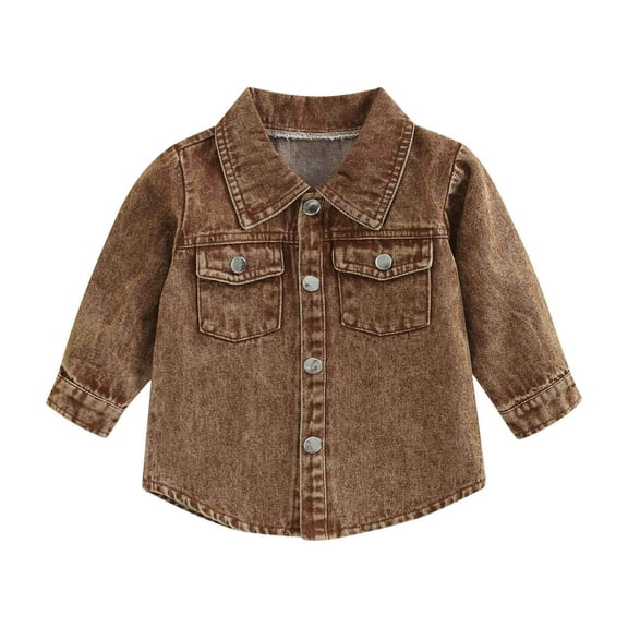 AherBiu Baby Toddler Clothes Girls Boys Jean Jackets Button down Lapel Vintage Denim Coats Outwear