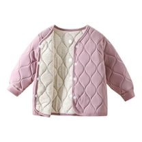 AherBiu Baby Toddler Clothes Unisex Button down V Neck Long Sleeve Quilted Winter Coats Boys Girls Jackets