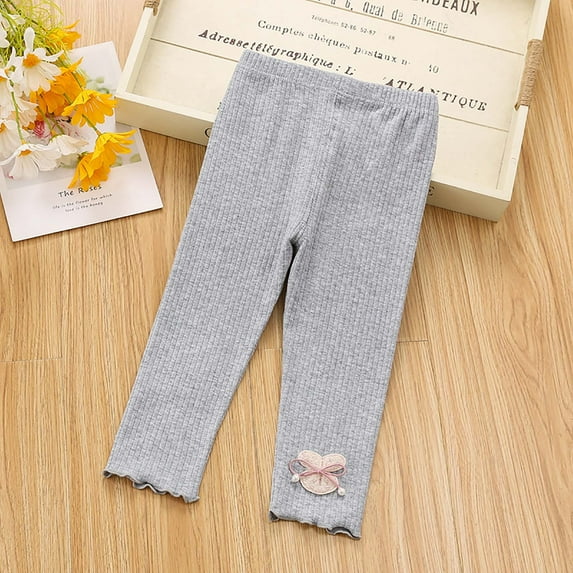 AherBiu Baby Toddler Girls Clothes Ribbed Stretchy Slim Fitted Bottom Leggings Cotton Comfy Pants