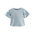 thumbnail image 1 of AherBiu Baby Toddler Girls Clothes Striped Cute Tops Ruffle Short Sleeve Crewneck Summer Top Tees Shirt, 1 of 7