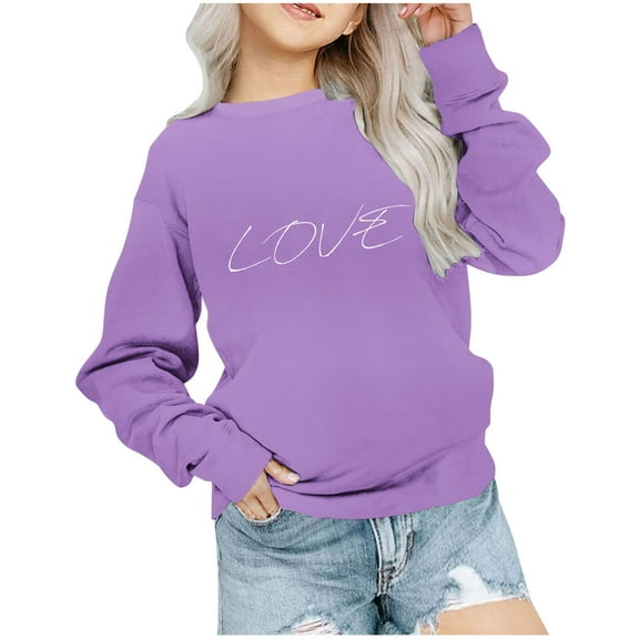 AherBiu Baby Toddler Girls Clothes Valentine's Day Tops Long Sleeve T Shirts Crewneck Sweatshirt Pullover