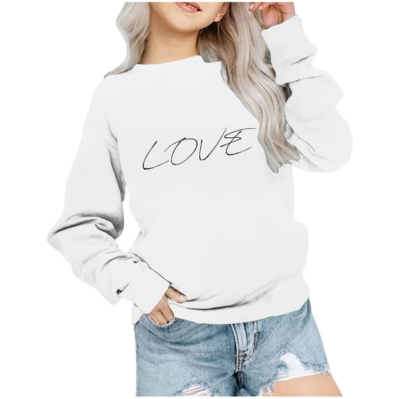 AherBiu Baby Toddler Girls Clothes Valentine's Day Tops Long Sleeve T Shirts Crewneck Sweatshirt Pullover