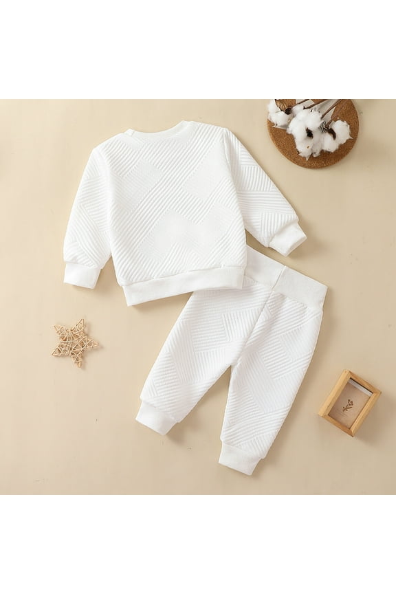 Baby Toddler Little Girls Boys Sweatsuits Long Sleeve Crewneck Sweatshirt Sweatpants Sets 2 Piece Outfits