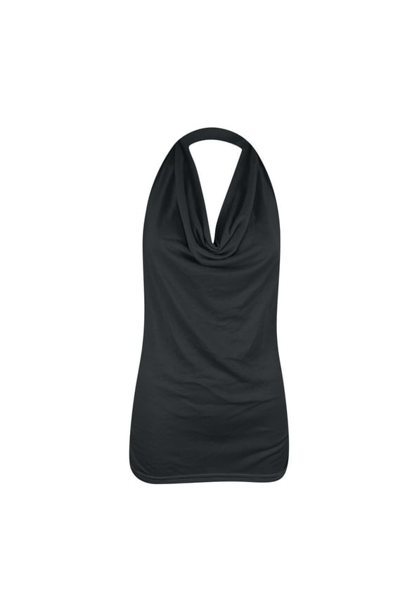 Backless Tank Tops for Women Cowl Neck Sleeveless Dressy Casual Loose Shirts Blouse Tanks