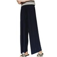 thumbnail image 1 of AherBiu Boho Pants for Women Ruched Flowy Summer Beach Vacation Slacks Elastic High Waisted Trousers, 1 of 3