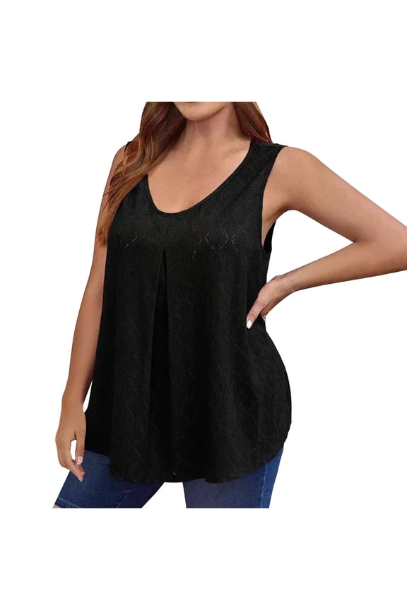 Boho Tank Tops for Women V Neck Eyelet Hole Summer Casual Loose Vacation Camisole Shirts Beachwear