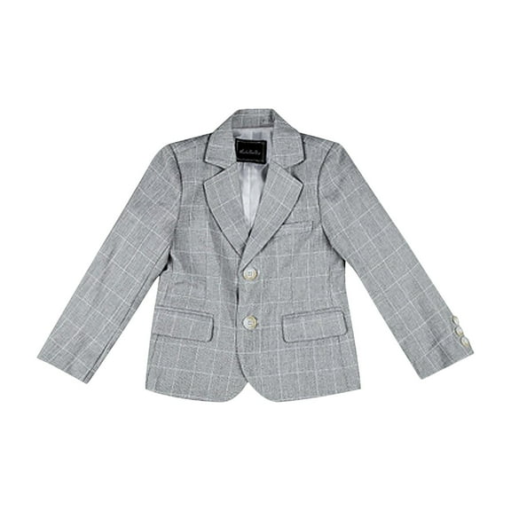 AherBiu Boys Blazer Plaid Casual Formal Kids Jackets Button down Fall Wedding Toddler Boys Outerwear
