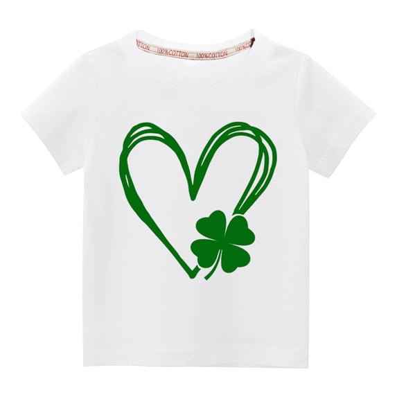 AherBiu Boys Clothes St. Patrick's Day Clover Printed Short Sleeve T Shirts Basic Summer Tops Tees