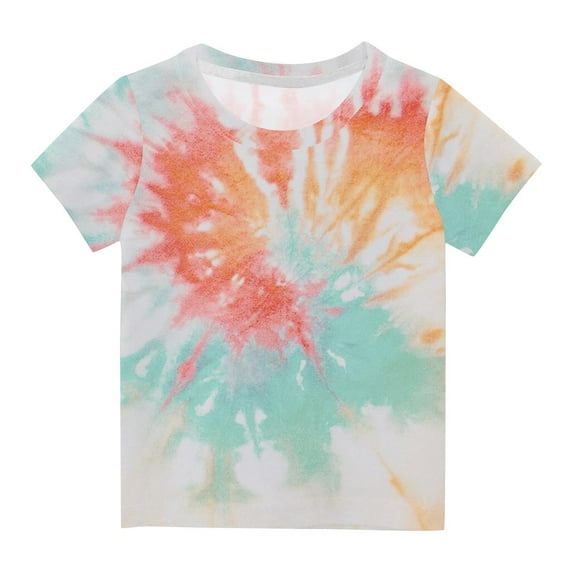 AherBiu Boys Summer Clothes Short Sleeve Tops Tie-Dye Tees Basic Comfy Casual Loose Kids Teens T-Shirt