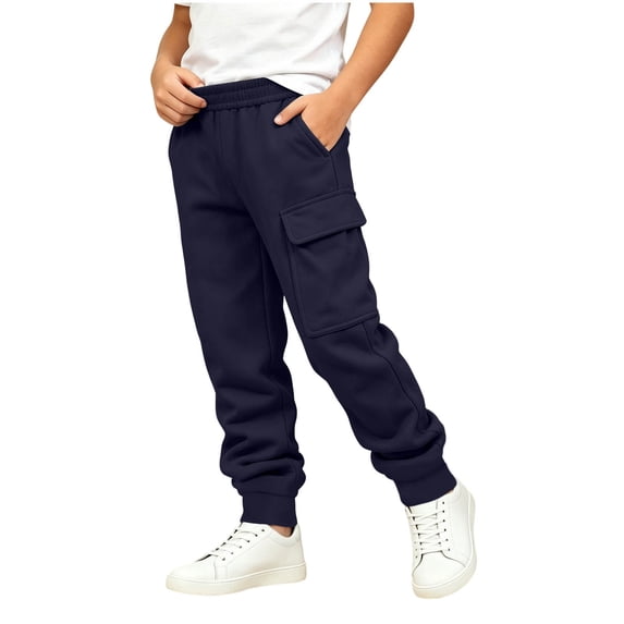AherBiu Boys Uniform Pants Slacks Dress School Preppy Flat-Front Button ...