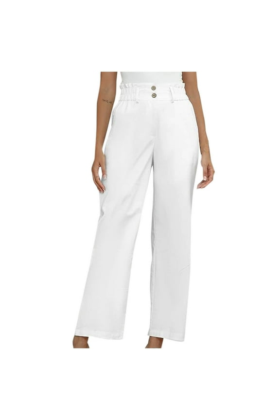 Business Casual Pants for Women Elastic High Waisted Straight Leg Dress Pants Office Ladies Work Trousers