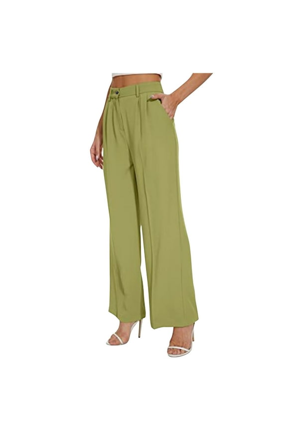 Business Casual Pants for Women High Waist Straight Leg Office Ladies Work Trousers with Pockets