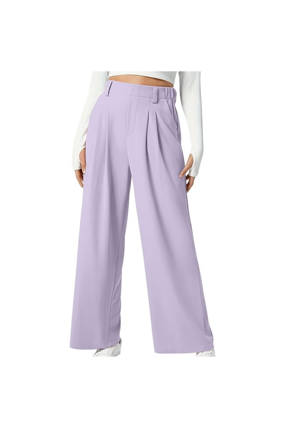 Business Casual Pants for Women High Waisted Dress Pants Straight Leg Work Trousers with Pockets