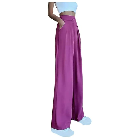 AherBiu Business Casual Pants for Women High Waisted Straight Leg Work Pants Trousers with Pockets