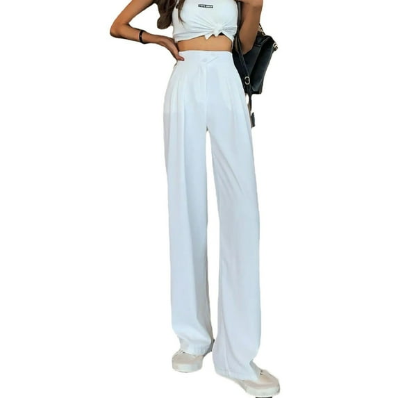 AherBiu Business Casual Pants for Women High Waisted Straight Leg Work Pants Trousers with Pockets