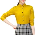 thumbnail image 1 of AherBiu Business Casual Tops for Women Button Down Shirts Long Sleeve Lapel V Neck Office Ladies Work Blouse, 1 of 4