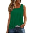 thumbnail image 1 of AherBiu Camisole Tops for Women Square Neck Wide Strap Summer Casual Ruched Loose Tank Tops Sleeveless Tshirts, 1 of 7