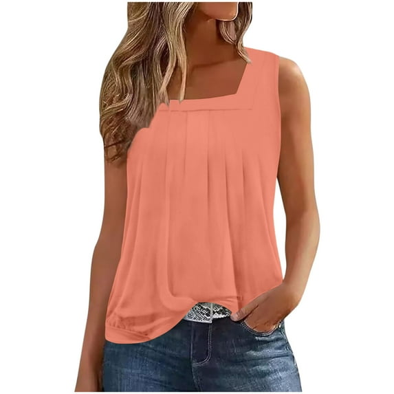 AherBiu Camisole Tops for Women Square Neck Wide Strap Summer Casual Ruched Loose Tank Tops Sleeveless Tshirts