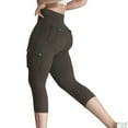 thumbnail image 1 of AherBiu Capri Cargo Leggings for Women Yoga Pants 3/4 Length Workout Athletic Joggers Capris with Multi Pockets, 1 of 7