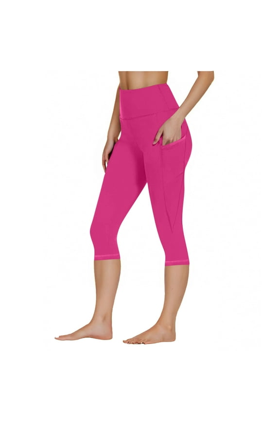 Capri Leggings for Women Workout Yoga Capris High Waisted Slim Fitted Stretch Cropped Gym Pants with Pockets