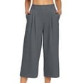 thumbnail image 1 of AherBiu Capri Pants for Women Wide Leg Ruched Flowy High Waisted Summer Casual Loose Beach Vacation Capris, 1 of 7